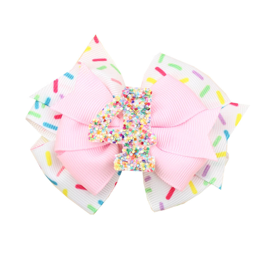 Wholesale 5pcs Birthday Number Gretel Baby Ice Cream Pink Hair Clip