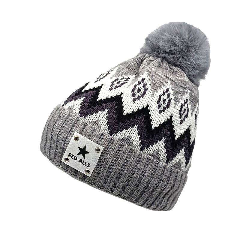 Wholesale Ear Protection Woolen Hat Thickened Plus Velvet Warm Wool Ball Knitted Hat