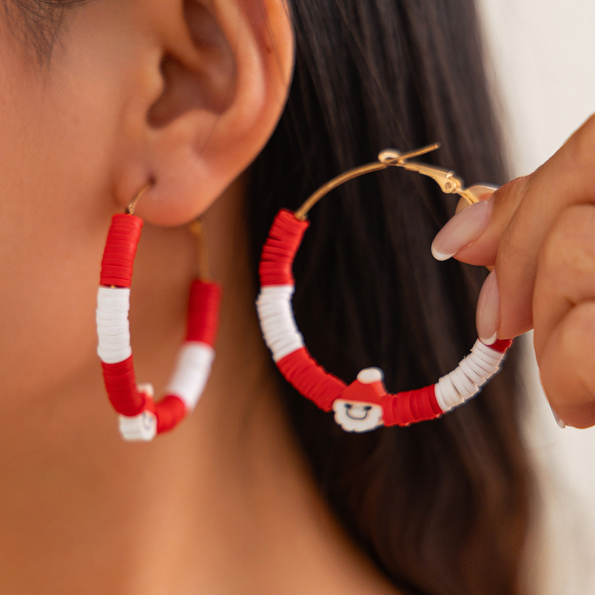 Wholesale Christmas contrasting  Hoop Earrings