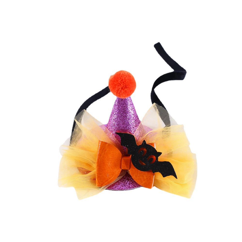 Wholesale Pet Cat Dog Rabbit  Sequins Lace Solid Hat Bat Bow Collar Headwear