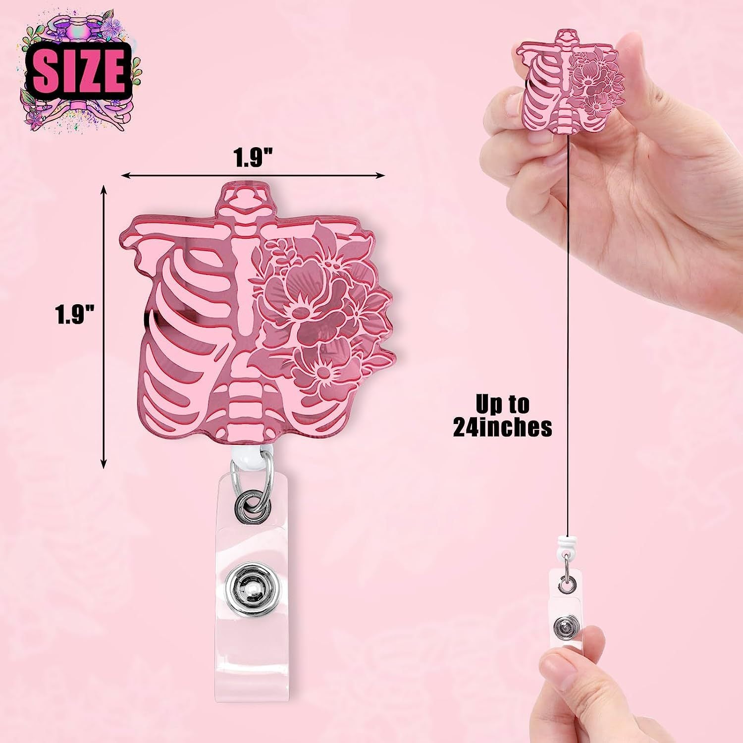 Wholesale Pvc Colorful Acrylic Retractable Badge Holder Easy Pull Keychain