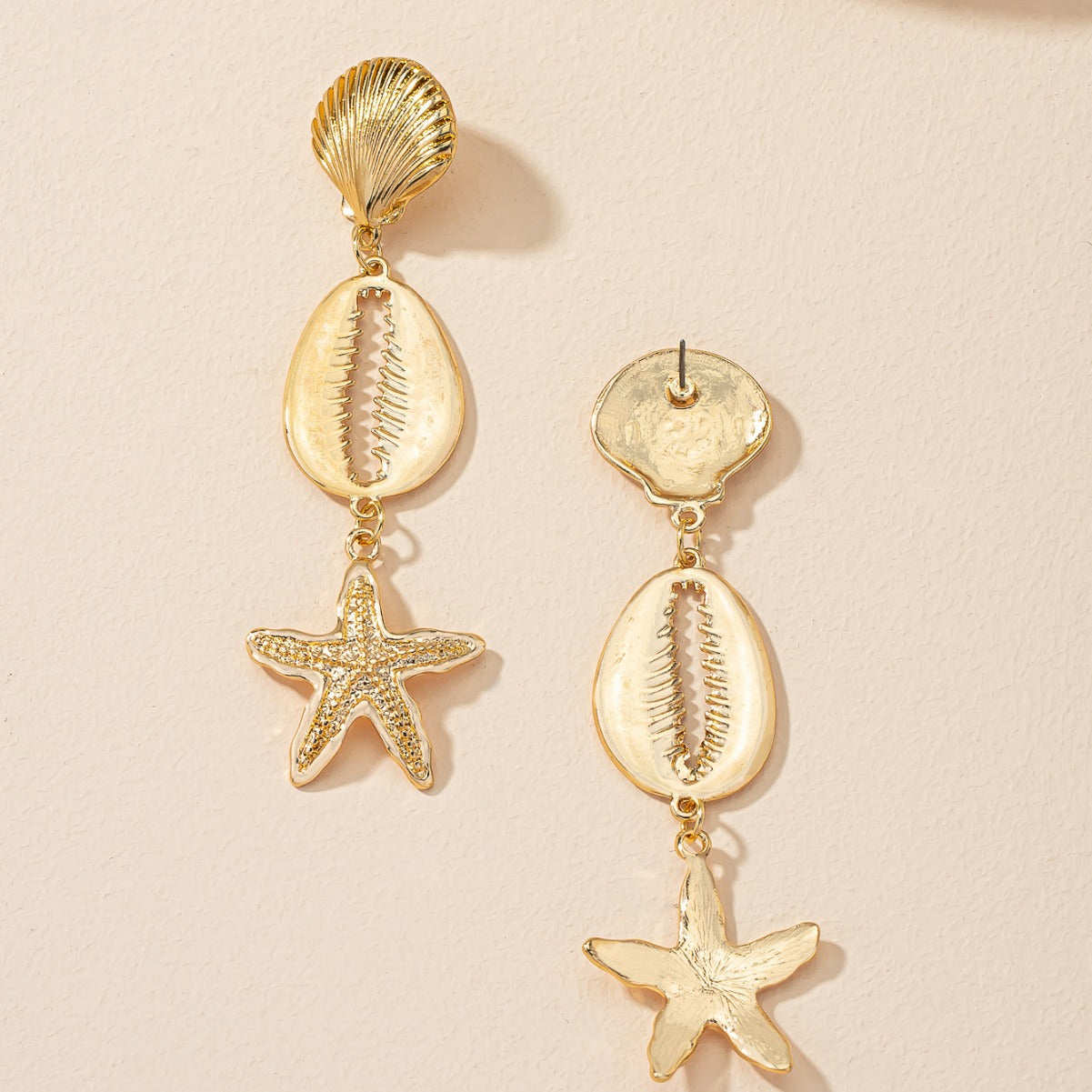 Wholesale Trendy and Versatile Shell Starfish Personality Exaggerated Earrings