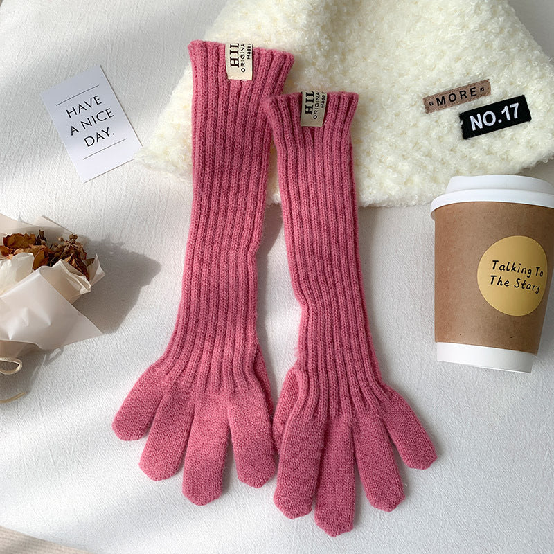 Wholesale Long Knitted Wool Cute Finger Touch Screen Gloves