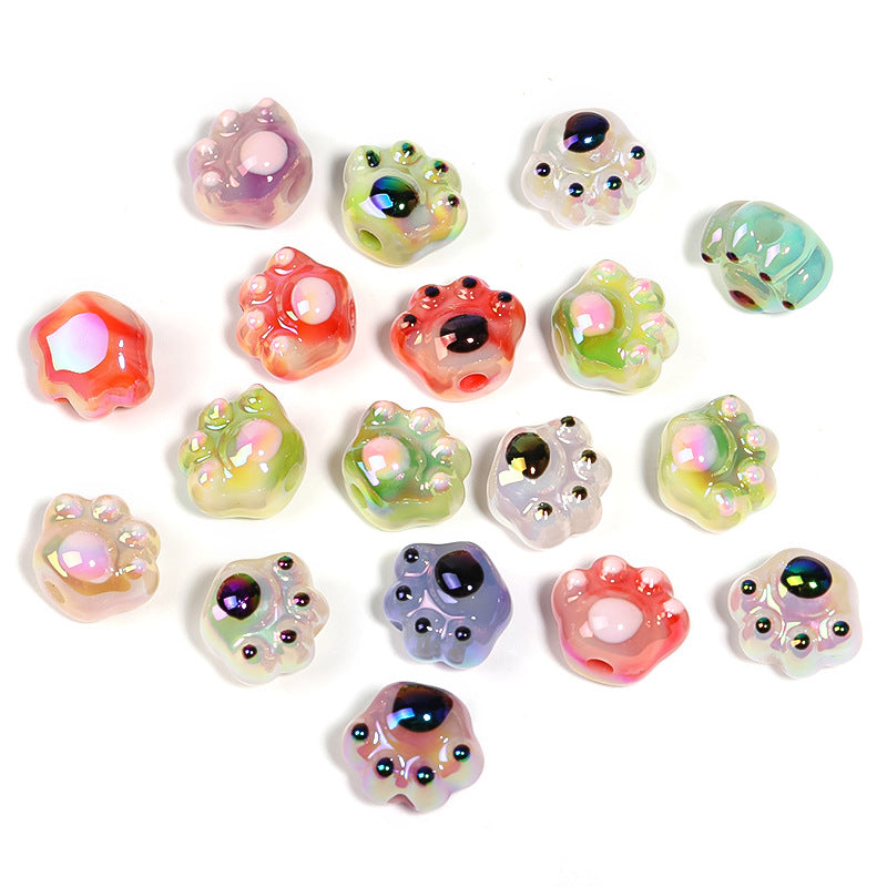 Wholesale 100pcs UV Coated Kitten Claw Acrylic Beads
