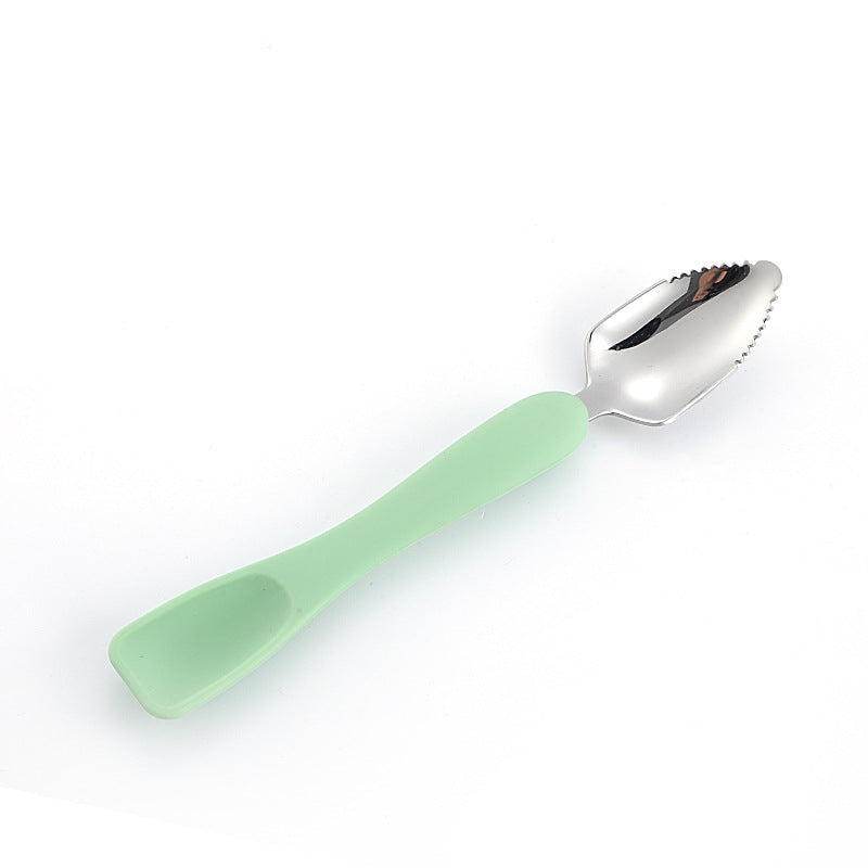Wholesale Stainless Steel Silicone Baby Food Double-headed Spoon