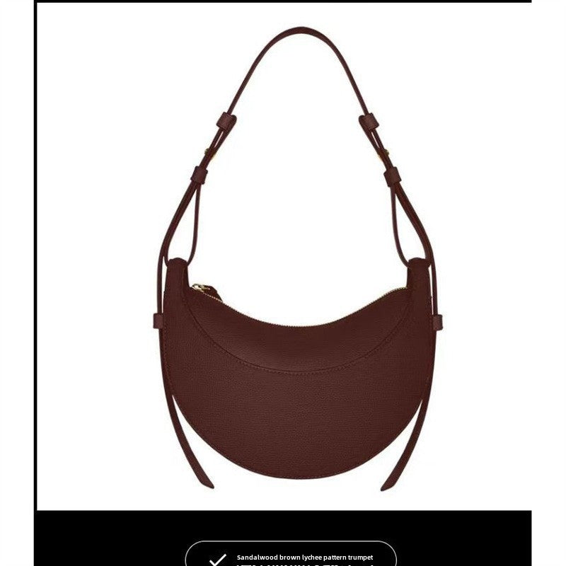 Wholesale Mini Moon Shape Saddle Bag Women's Leather Armpit Crossbody Bag High Quality Composite Cowhide Medium Size Spring Leisure Travel