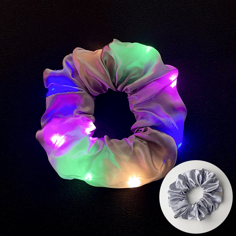Wholesale Led Luminous Large Intestine Hair Ring DIY Night Light Flower Shiny Fat Intestine Head Rope Nightclub Rubber Band Hair Accessories