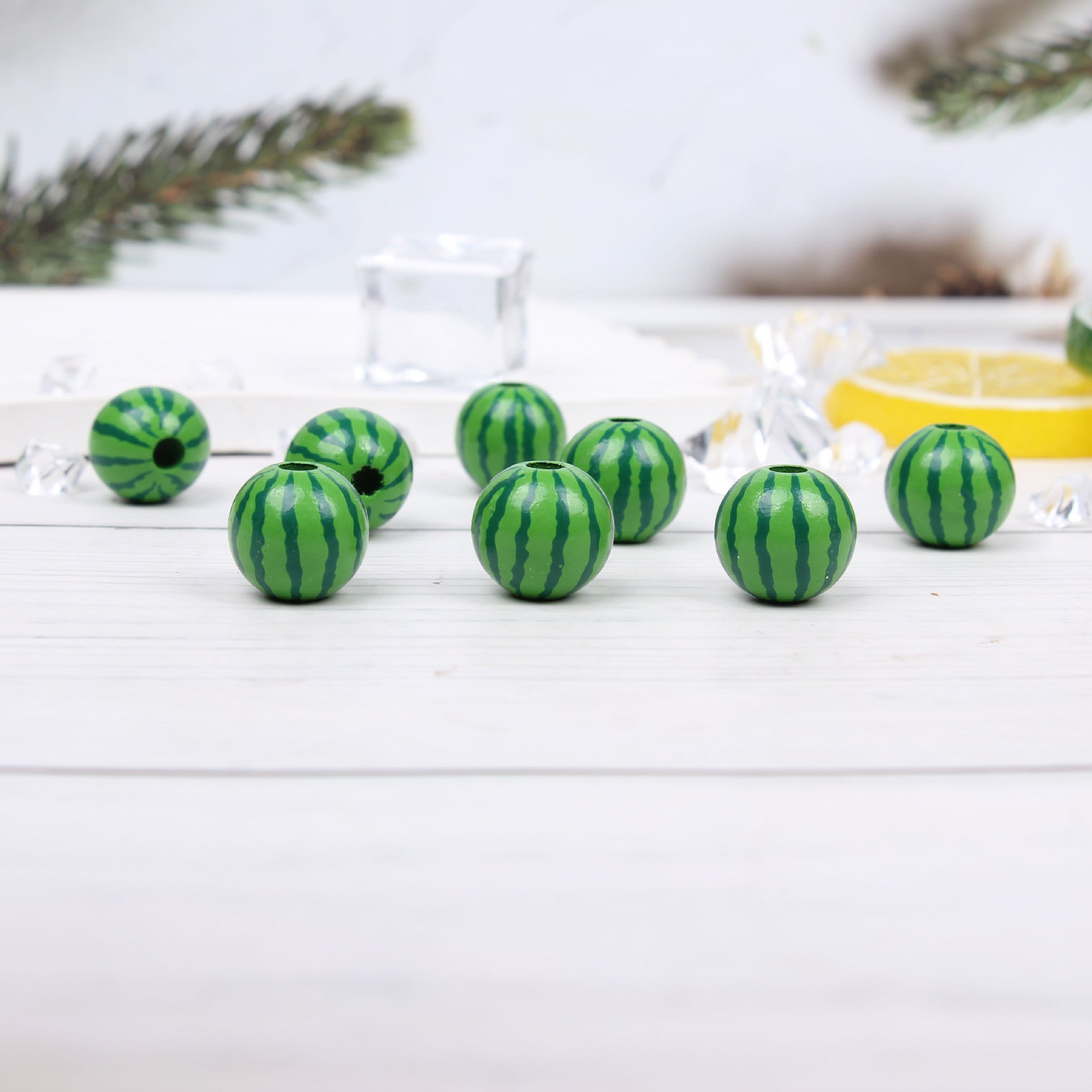 Wholesale 20pcs Summer Watermelon Dwarf Colorful Wooden Beads DIY Accessories