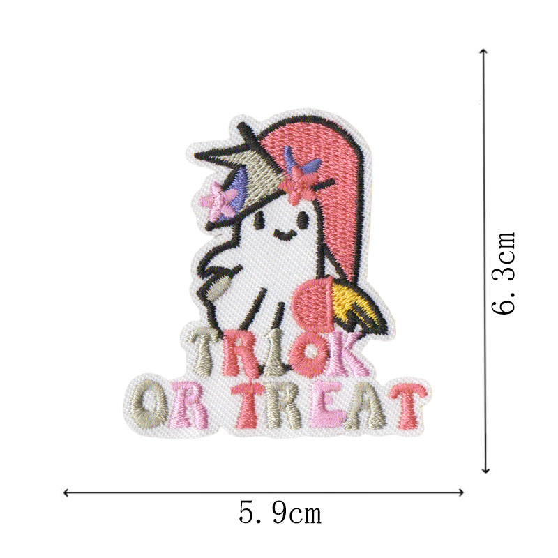 Wholesale new small ghost magic embroidery stickers cartoon cloth stickers handbook mobile phone Halloween decoration stickers DIY embroidery