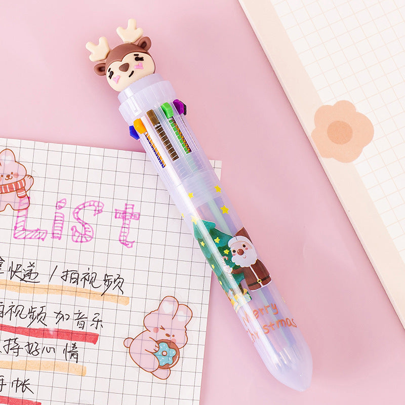Wholesale Plastic Cartoon Christmas 10 Color Ballpoint Pen