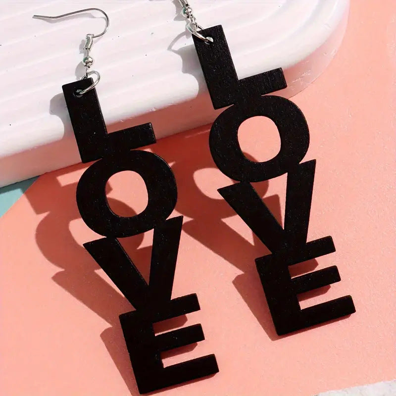 Wholesale LOVE English letter long Valentine' s Day acrylic earrings