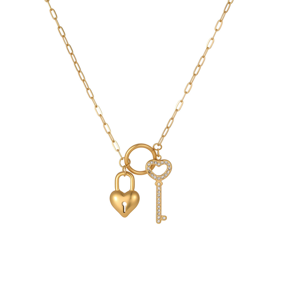 Wholesale Stainless Steel Love Lock Key Necklace