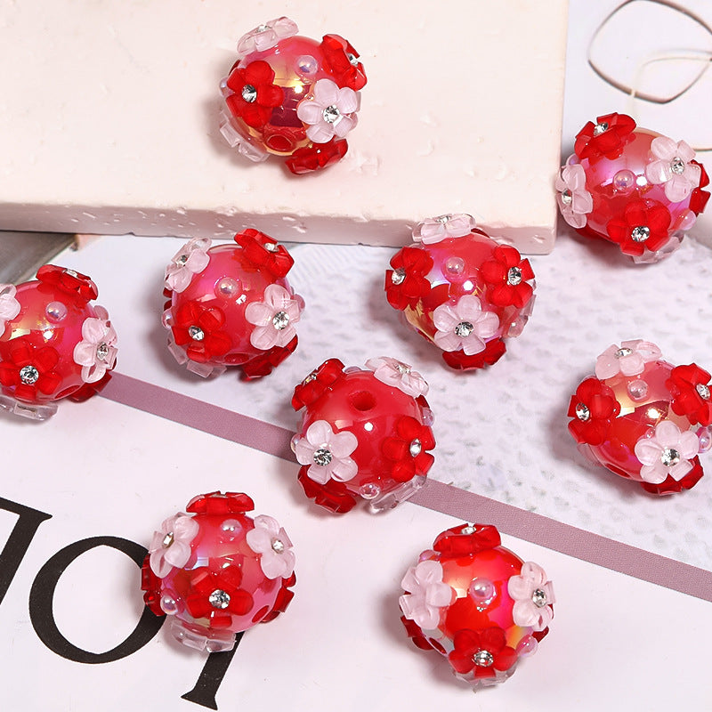 Wholesale 5PCS DIY Pearl Flower Acrylic Beads