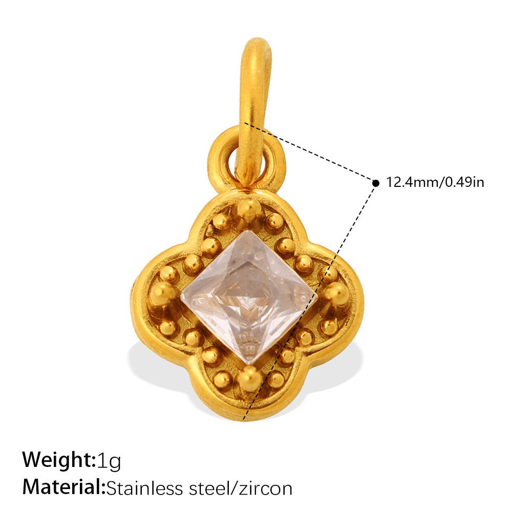 Wholesale Stainless Steel Zircon Sunflower Teardrop Pendant