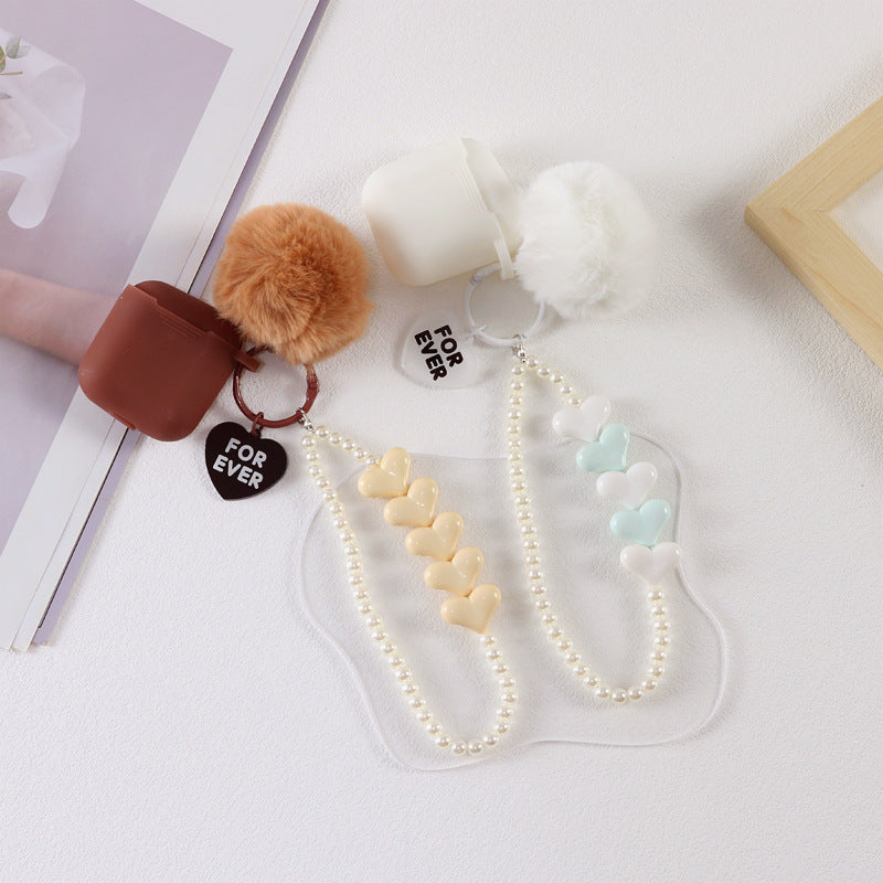 Wholesale Colorful Love Fur Ball Beaded Keychain