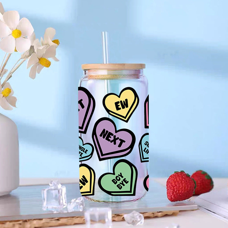 Wholesale Colorful Love Letter 16oz Cup UV DTF Wraps