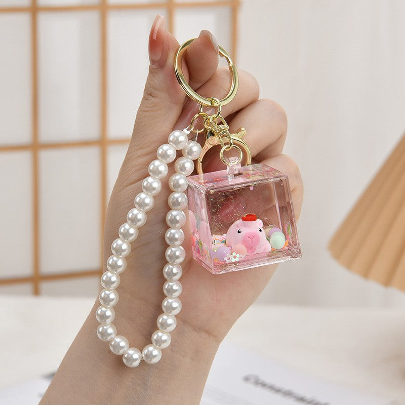 Wholesale Acrylic Creative Capybara Sand Bottle Keychain