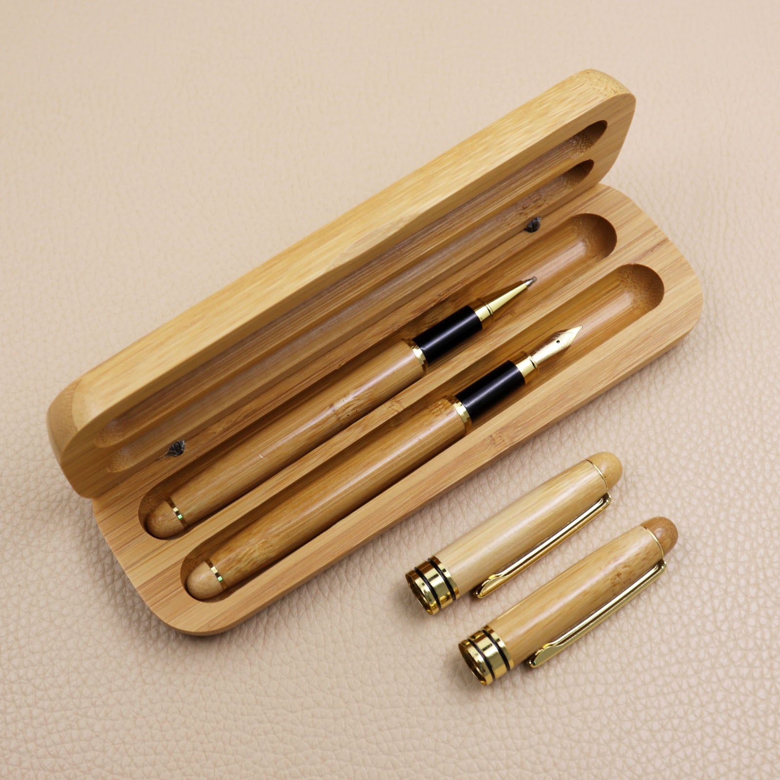 Wholesale Bamboo Pen Fountain Pen Gel Signature Pen Ballpoint Pen Retro Business Gift Bamboo Pen Set Engraving
