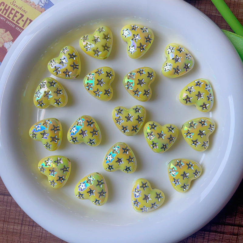 Wholesale   10pcs/pack  UV Color Plated Straight Hole Love Beaded DIY Acrylic Beads