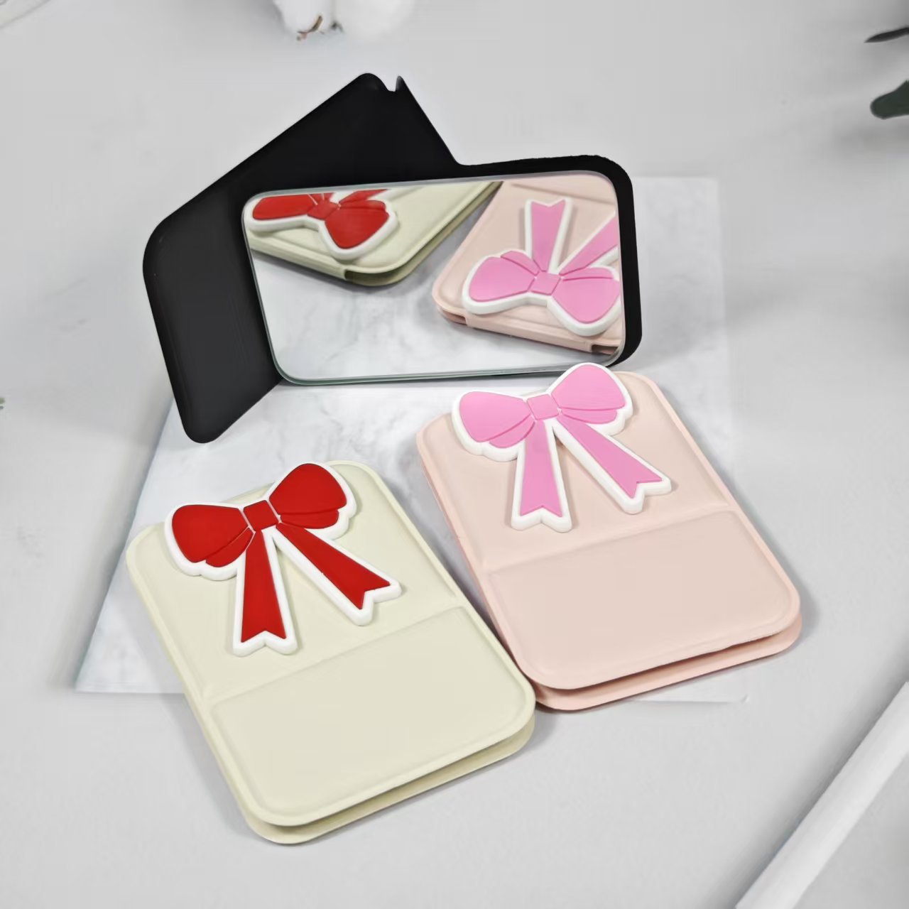 Wholesale Bow shaped folding makeup mirror
