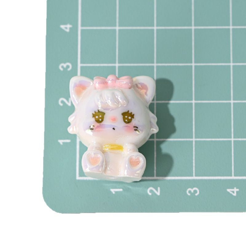 Wholesale 10pcs/pack Color-plated 3D cat beaded overalls