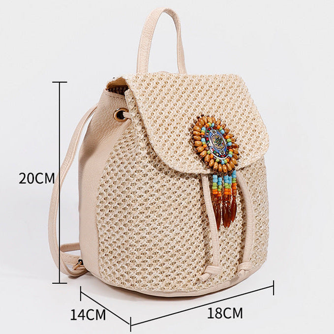 Wholesale 5pcs Vintage straw backpack
