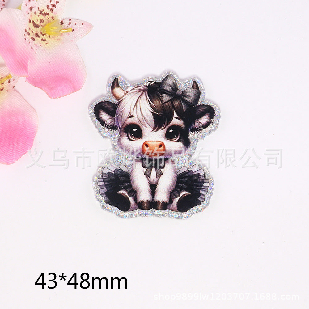 Wholesale  10pcs  New loose powder cartoon cute calf pony bag accessories acrylic cute DIY patch accessories