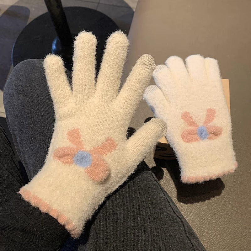 Wholesale Touch Screen Knitted Warm Bow Gloves