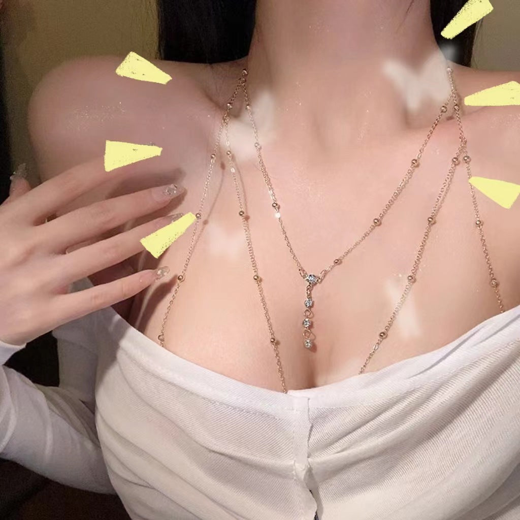 Wholesale Fashion Gold Body Chain Set For Women Trendy Collarbone Neck Leg Chain Jewelry Accessory Everyday Wear