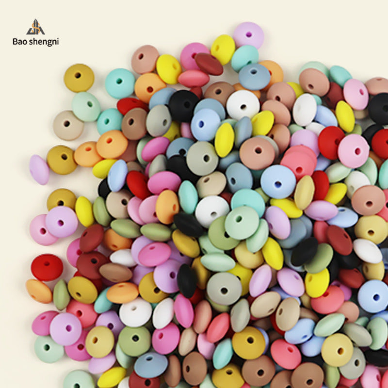 Wholesale  100pcs/pack Silicone single color 12mm abacus beads flat beads