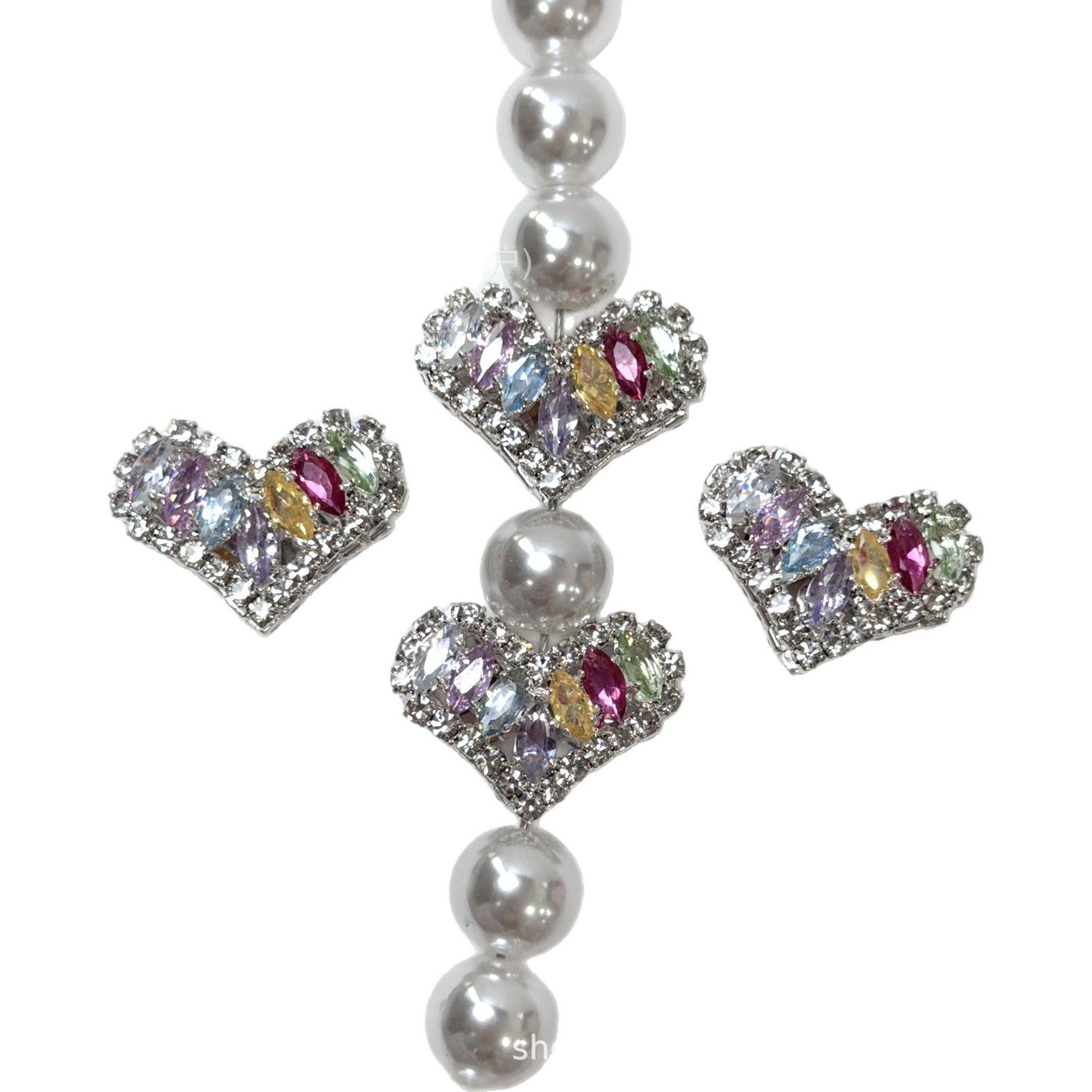 Wholesale  10pcs Colored gemstone heart-shaped straight hole zircon beads