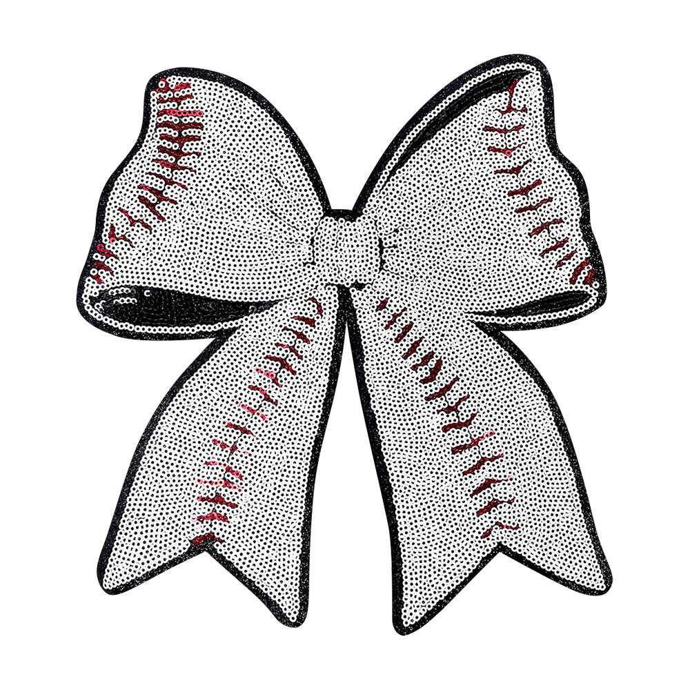 Wholesale Baseball Sequin Bow Patch Trendy DIY Embroidered Applique For ets Jeans Bags Fashion Accessory Boutique Resale