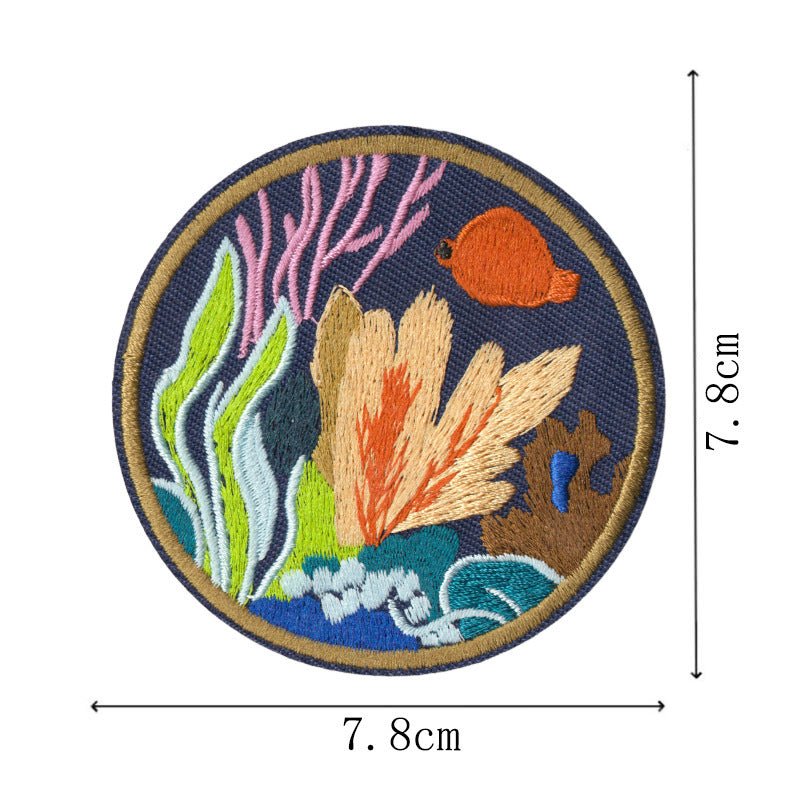 Wholesale Cartoon Seahorse Iron On Patches 9 Piece Embroidered Ocean Life Decorative Applique For Clothing