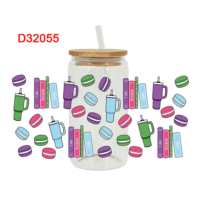 Wholesale Uv Transfer Sticker Glass Cup Crystal Label 16oz Cup UV DTF Wraps