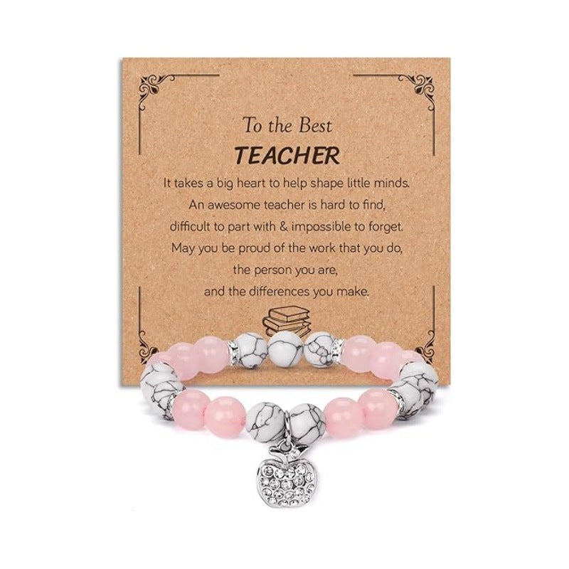 Wholesale Letter Teacher' s Day Soft Ceramic Apple Layered Bracelet Set