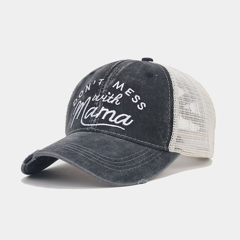 Agujeros bordados de poliéster al por mayor Capilla de béisbol de malla transpirable