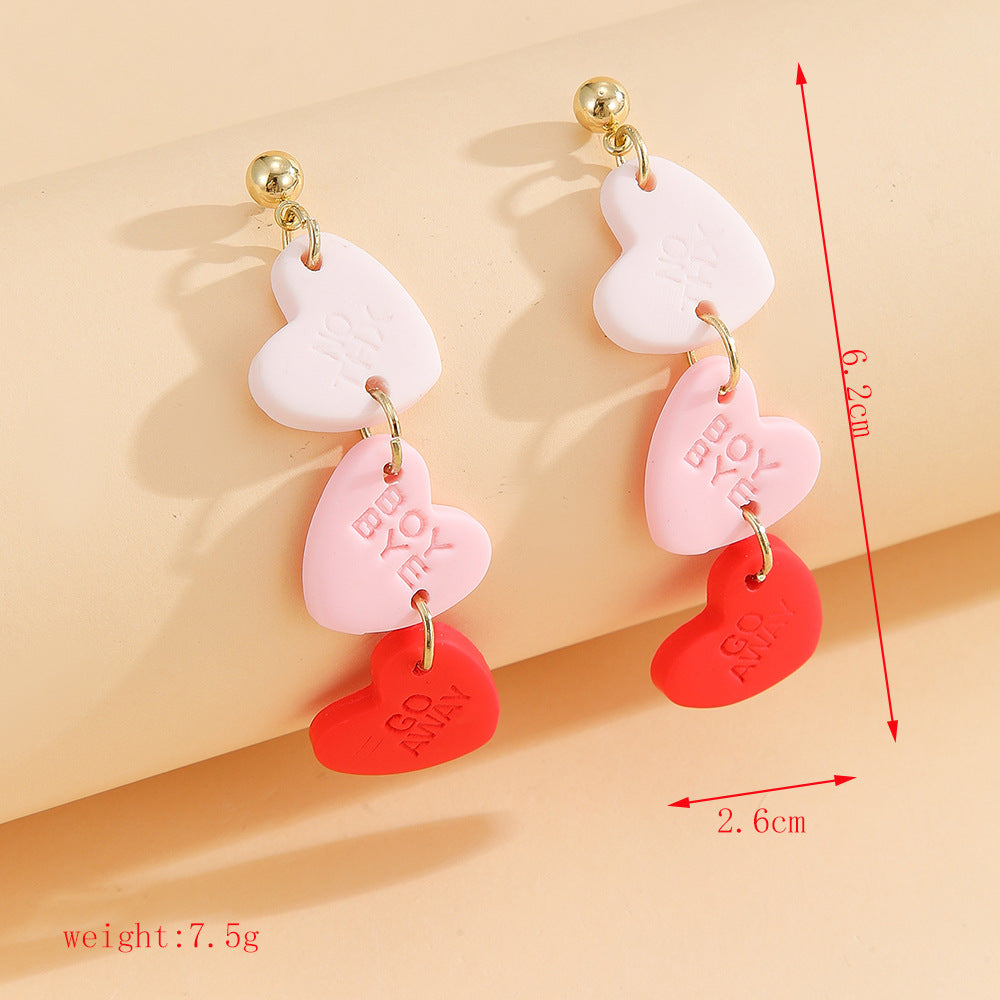 Wholesale Rose envelope Valentine' s Day soft ceramic earrings