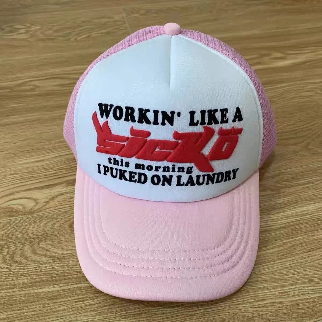 Wholesale Polyester Two-color Splicing Foam Printed Large Logo Sunshade and Sunscreen Baseball Net Hat