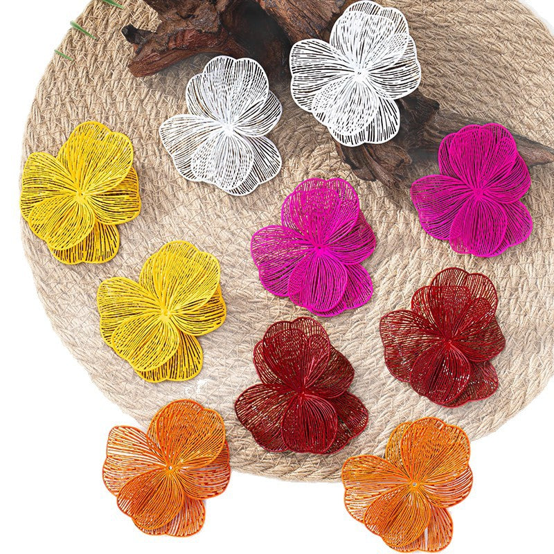 Wholesale Trendy Floral Earrings Gold Alloy Women Spring Party Fashion Accessory