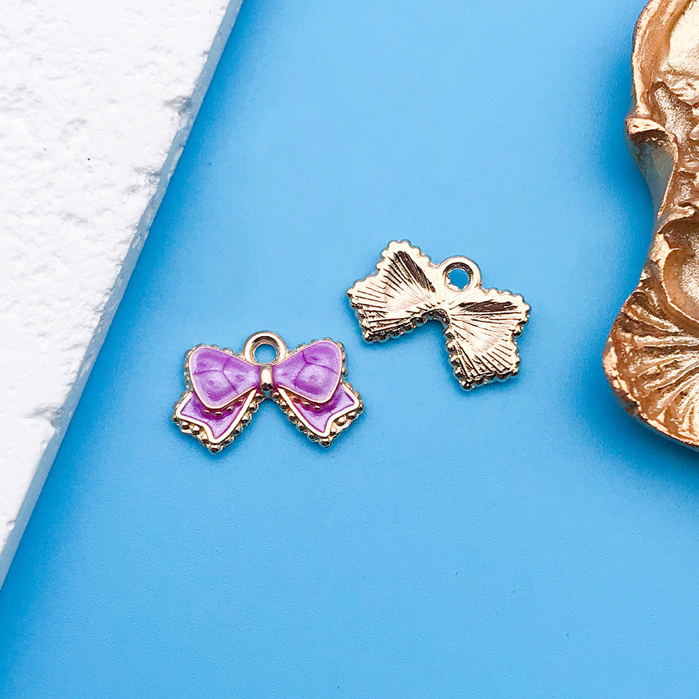 Wholesale Purple Drip Oil Alloy Flower Love DIY Necklace Bracelet Pendant