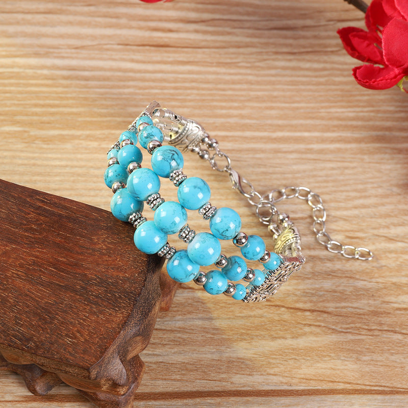 Wholesale handmade ethnic style colorful beads silver  bohemian bracelet