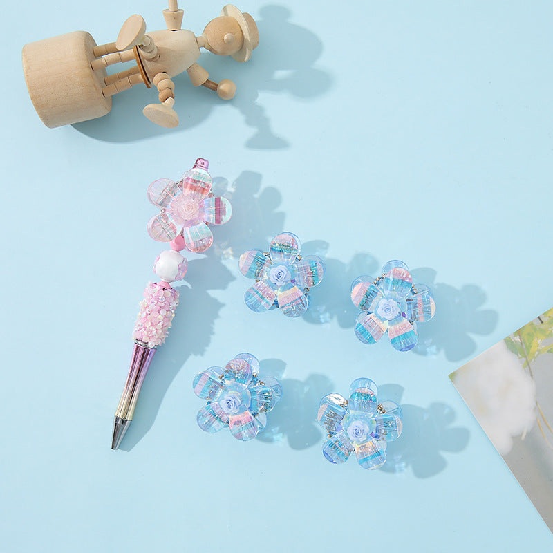 Wholesale 10pcs Heavy Industry Pink Flower Acrylic Handmade Sakura Accessories DIY Beads