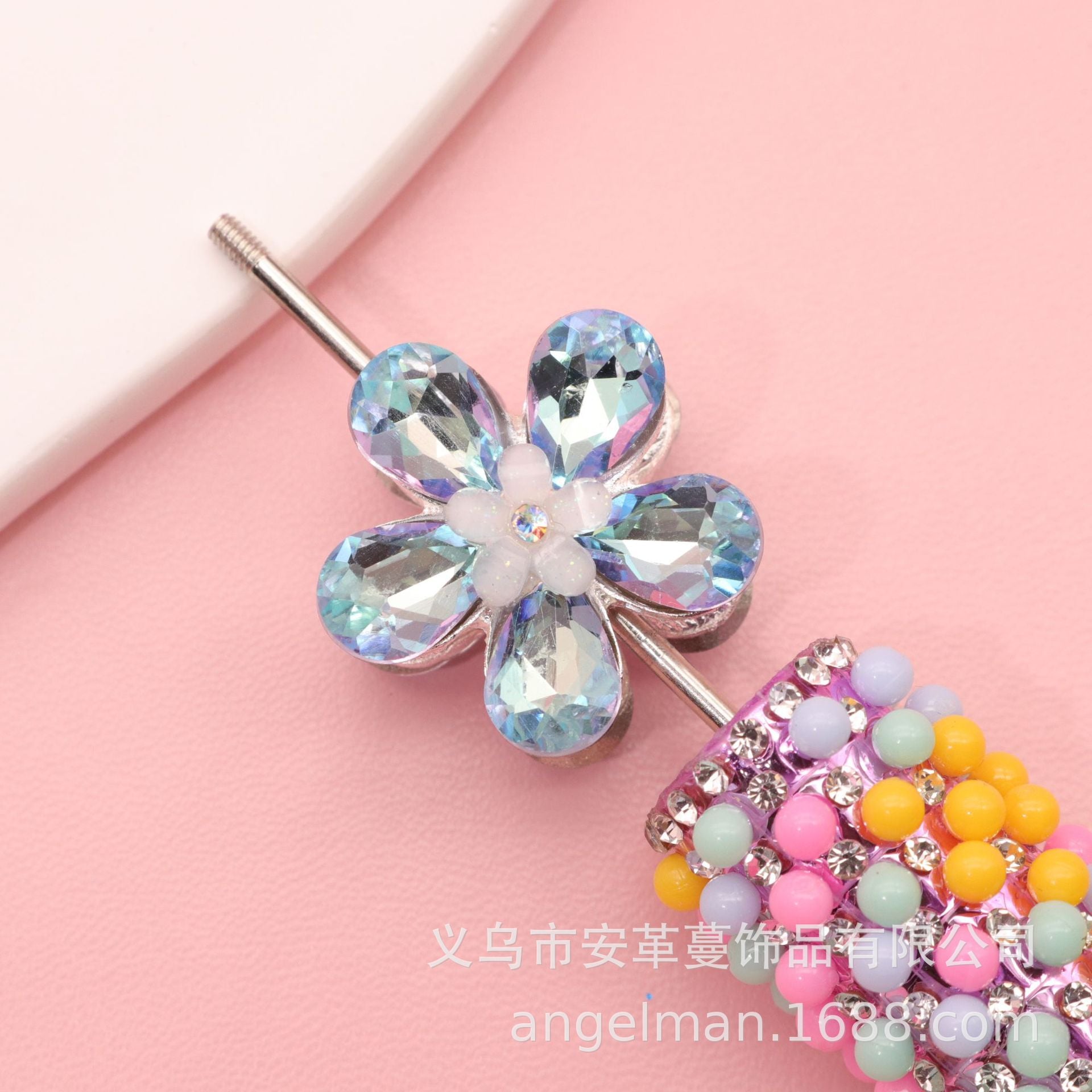 Wholesale Five-leaf flower beads double-sided crystal flower electroplating DIY beads