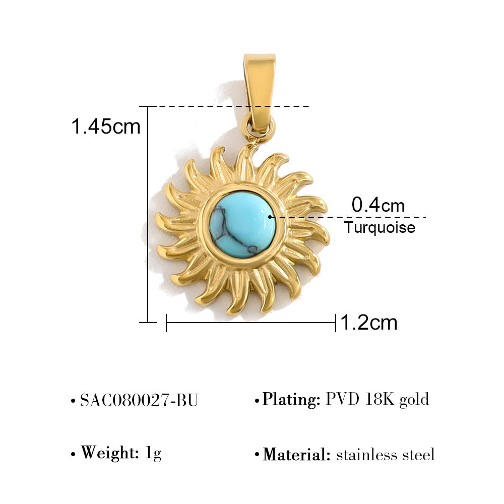 Wholesale colorful natural stone edge DIY titanium steel plated 18K gold accessories