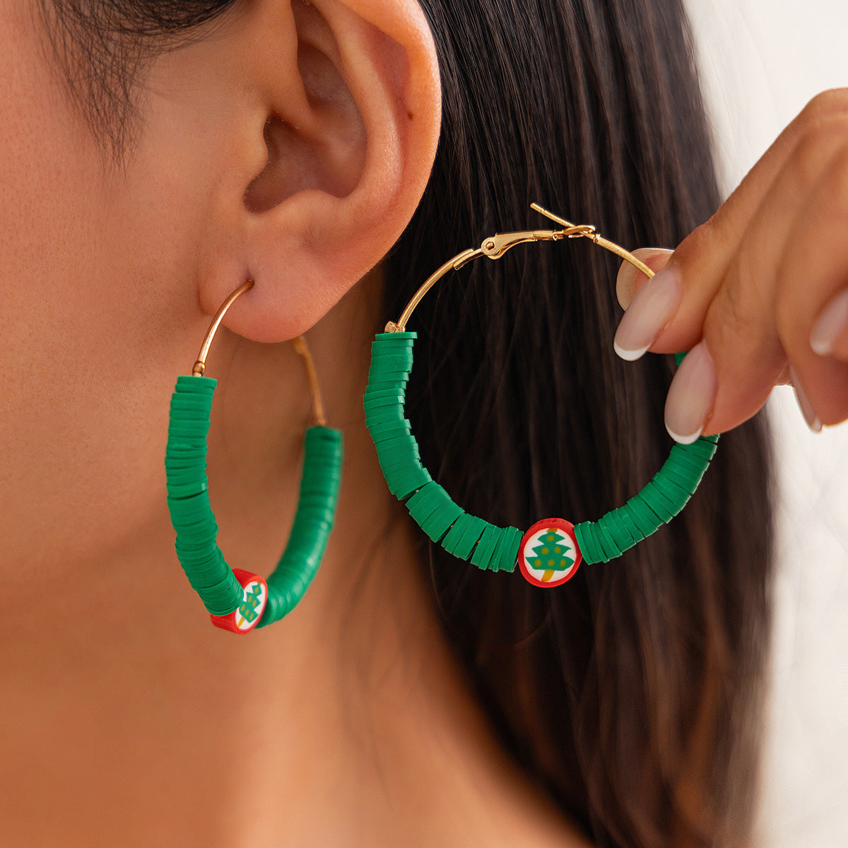Wholesale Christmas contrasting  Hoop Earrings