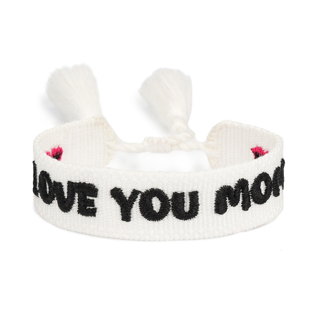 Wholesale Mother's Day MOM Peach Heart Handwoven Tassel Hand Rope