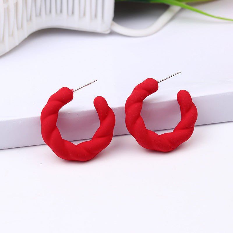 Wholesale Candy Color Twist Wreath Spray Painted Acrylic Earrings