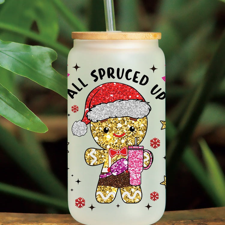 Wholesale Christmas colorful drinks  16oz Cup UV DTF Wraps