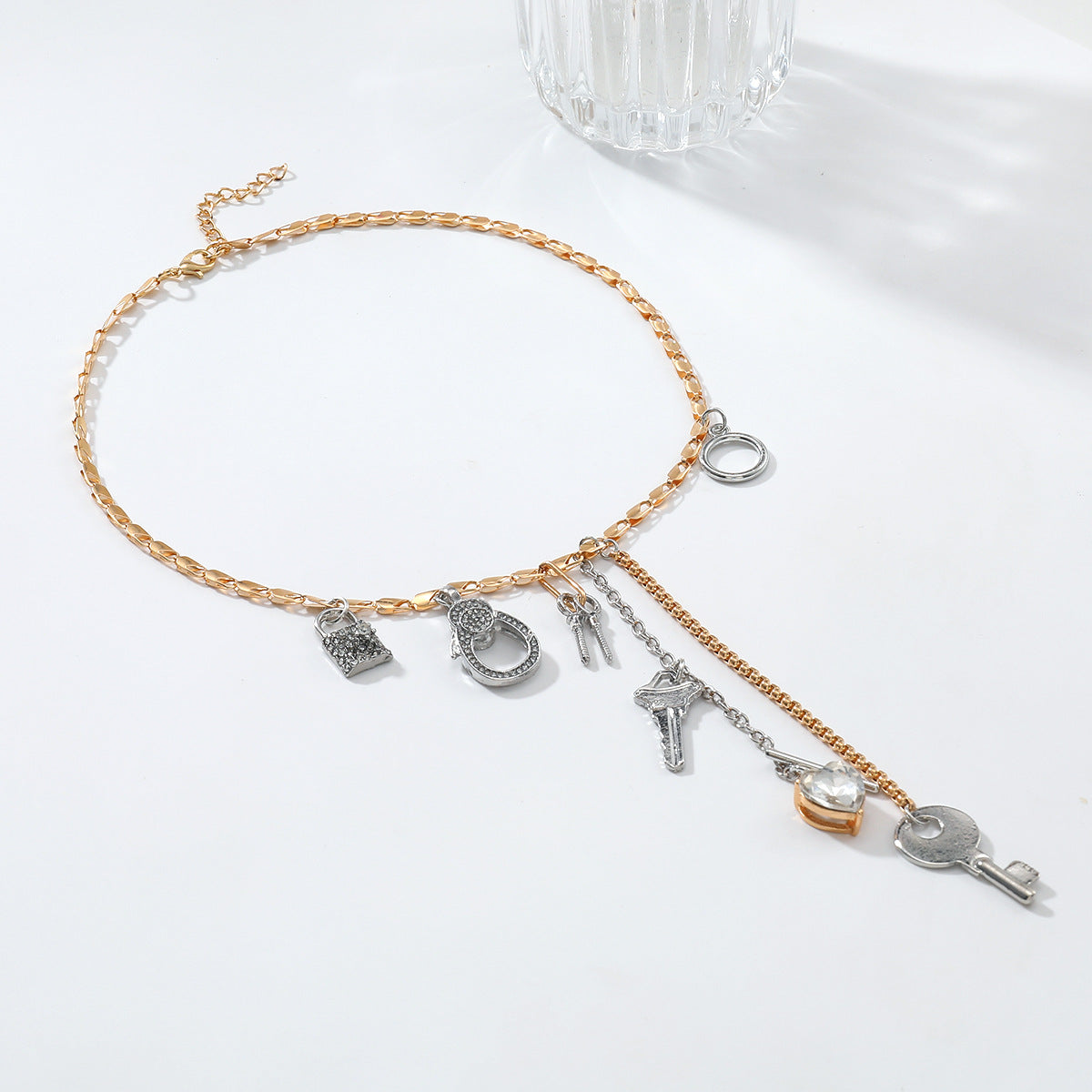 Wholesale Key Lock Heart Multi-Layer Bohemian Style Necklace