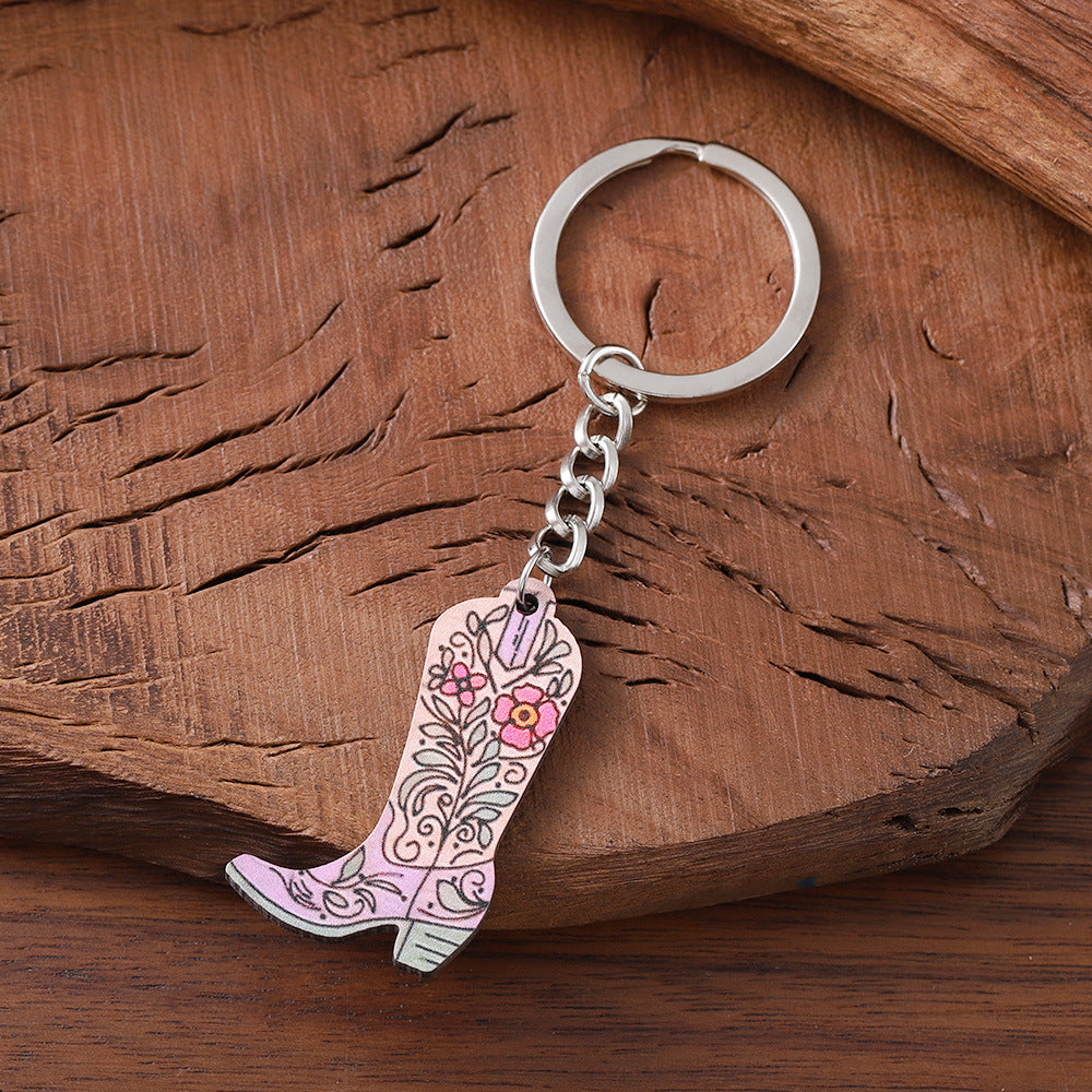 Wholesale Western ethnic style cowboy hat and boot charm keychain